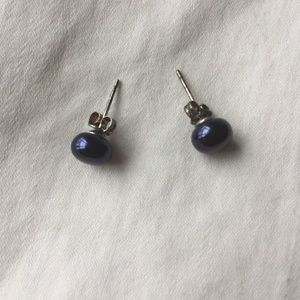Blue Pearl Stud Earrings